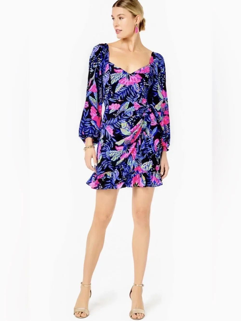 Lilly Pulitzer Lila Dress Onyx Earned Stripes Size 12 NWOT Sheer Tropical Pink